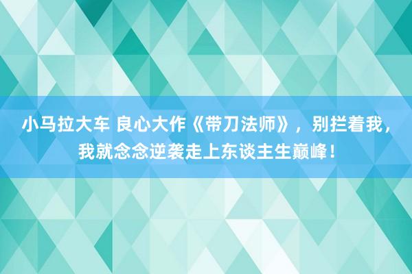 小马拉大车 良心大作《带刀法师》，别拦着我，我就念念逆袭走上东谈主生巅峰！