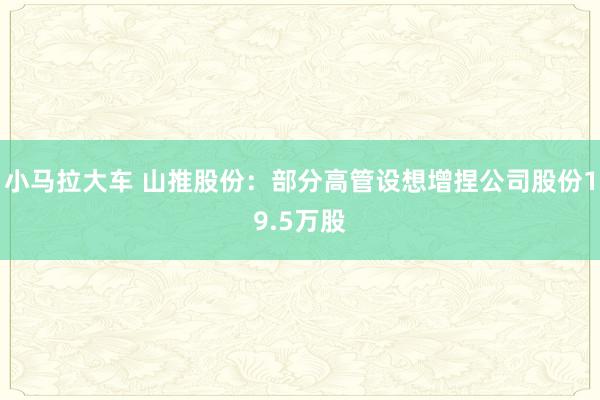 小马拉大车 山推股份：部分高管设想增捏公司股份19.5万股