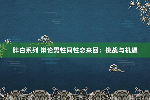 胖白系列 辩论男性同性恋来回：挑战与机遇