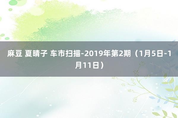 麻豆 夏晴子 车市扫描-2019年第2期（1月5日-1月11日）