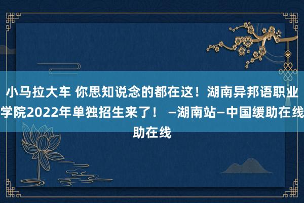 小马拉大车 你思知说念的都在这！湖南异邦语职业学院2022年单独招生来了！ —湖南站—中国缓助在线