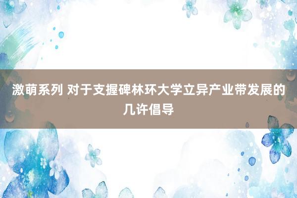 激萌系列 对于支握碑林环大学立异产业带发展的几许倡导