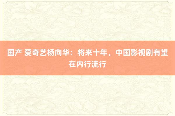 国产 爱奇艺杨向华：将来十年，中国影视剧有望在内行流行